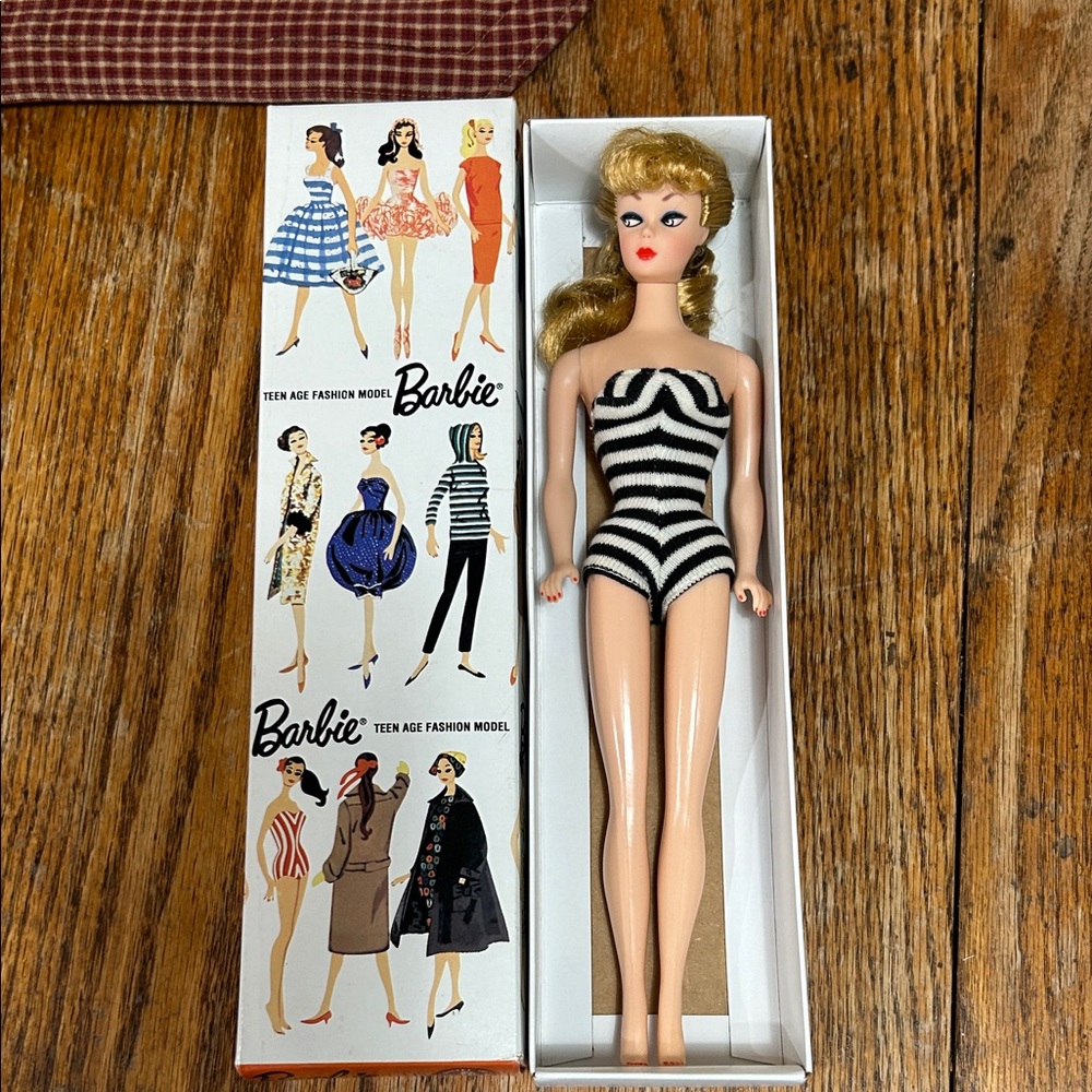 Vintage Barbie Fashion Model in Black and White Stripes